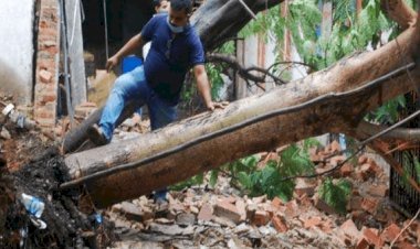 धनबाद में दिखने लगा तूफान 'यास' का मंजर, डीसी ऑफिस की दीवार ध्वस्त; हाई अलर्ट 