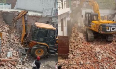 Umesh Pal Murder Case : उमेश पाल मर्डर में शामिल शूटर के घर पर चला बुलडोजर