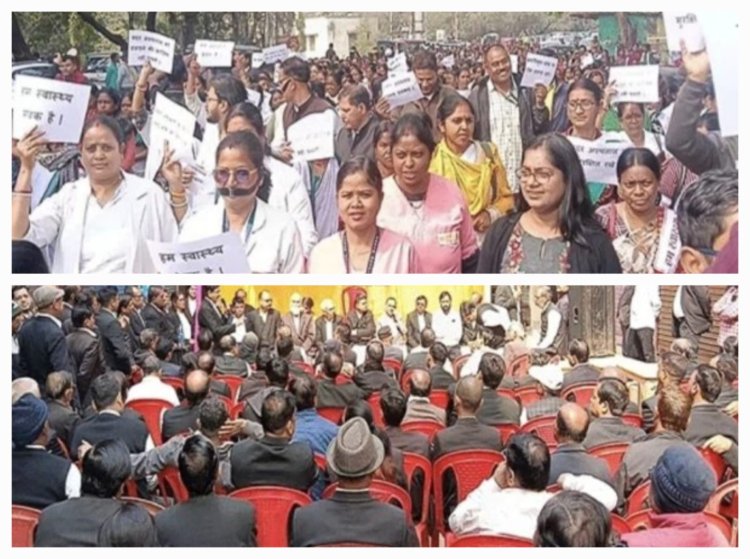 धनबाद में बाउंड्री वॉल बना ‘टकराव की दीवार’! वकीलों के पेन डाउन के खिलाफ स्वास्थ्यकर्मी सड़क पर