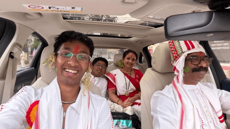 सरहुल पर सादगी में दिखे CM Hemant Soren: खुद कार ड्राइव कर पहुंचे सरना स्थल, परिवार संग वायरल हुआ VIDEO