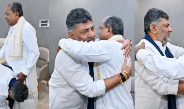कर्नाटक में सत्ता परिवर्तन: CM सिद्दरमैया ने किया इस्तीफे का एलान, डीके शिवकुमार  ने CM के पैर छुए, गले लगे...