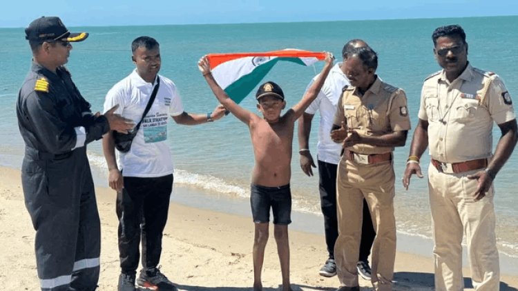 7 साल के ईशांक ने रचा इतिहास: 9 घंटे 50 मिनट में तैरकर पार किया पाक जलडमरूमध्य