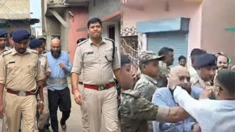 वासेपुर में प्रिंस खान के भाई बंटी की पुलिस परेड, भीड़ में युवक ने मारा थप्पड़