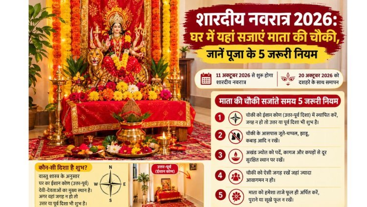 शारदीय नवरात्र 2026: घर में यहां सजाएं माता की चौकी, जानें पूजा के 5 जरूरी नियम